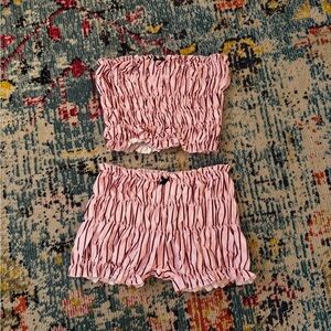 Pink and Red Striped Two-Piece Set
